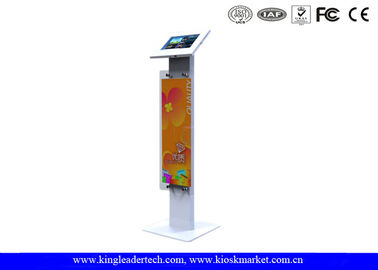 kaufen Ausstellungsstand-Antidiebstahl Ipad-Kiosk-Stand der öffentlichen Auslegung mit Logo-Platte, schroffes Metall online manufacture