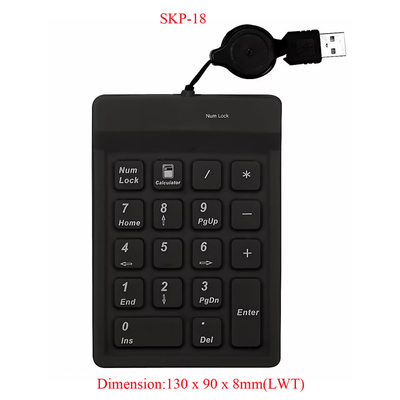 Anti-Virus Desinfektierbares Silikon Medizinisches Industrielle Numerische Tastatur mit Rückziehbarem USB-Kabel